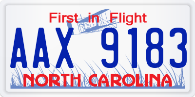 NC license plate AAX9183