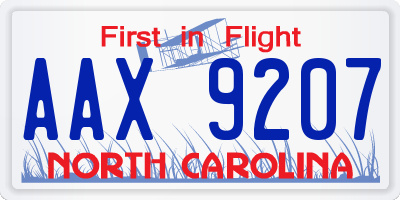 NC license plate AAX9207