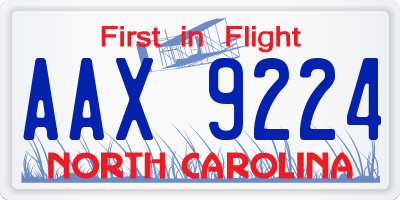NC license plate AAX9224