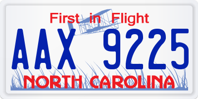 NC license plate AAX9225