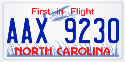 NC license plate AAX9230