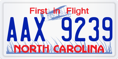 NC license plate AAX9239