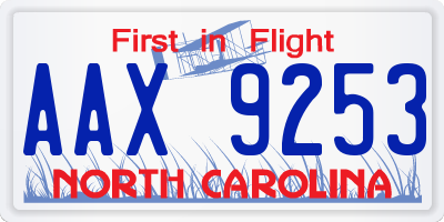 NC license plate AAX9253