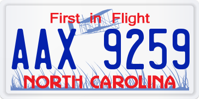 NC license plate AAX9259