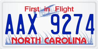 NC license plate AAX9274