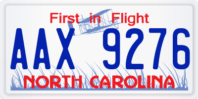 NC license plate AAX9276