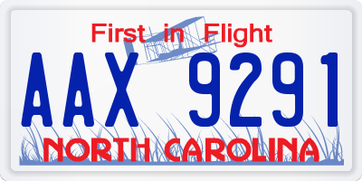 NC license plate AAX9291