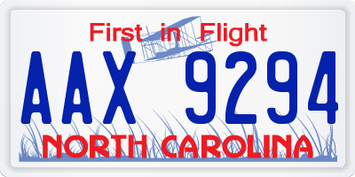NC license plate AAX9294