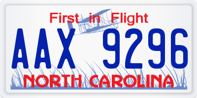 NC license plate AAX9296