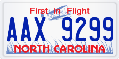 NC license plate AAX9299