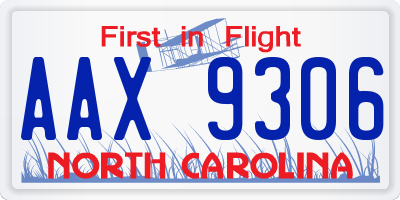 NC license plate AAX9306
