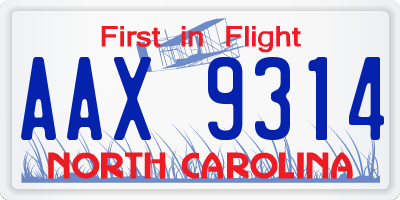 NC license plate AAX9314