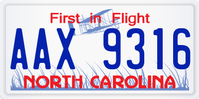 NC license plate AAX9316