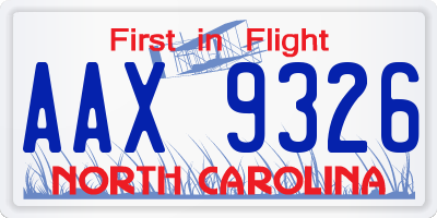 NC license plate AAX9326