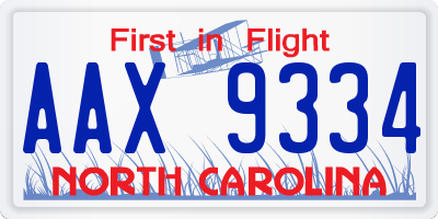 NC license plate AAX9334