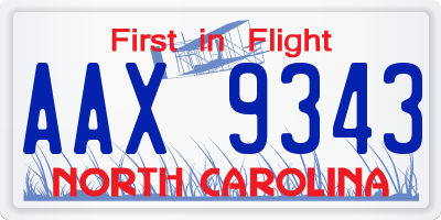 NC license plate AAX9343
