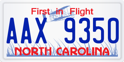 NC license plate AAX9350