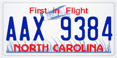 NC license plate AAX9384