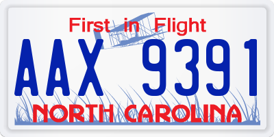 NC license plate AAX9391