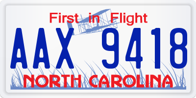 NC license plate AAX9418