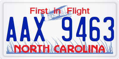 NC license plate AAX9463