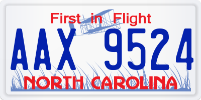 NC license plate AAX9524