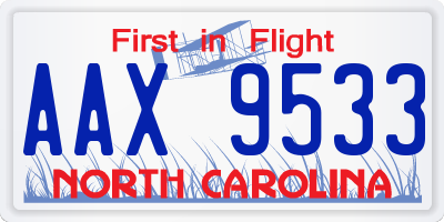 NC license plate AAX9533