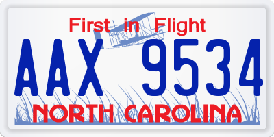 NC license plate AAX9534
