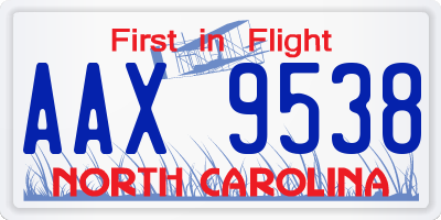 NC license plate AAX9538
