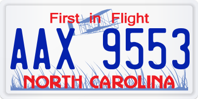 NC license plate AAX9553