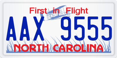 NC license plate AAX9555