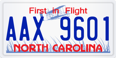 NC license plate AAX9601