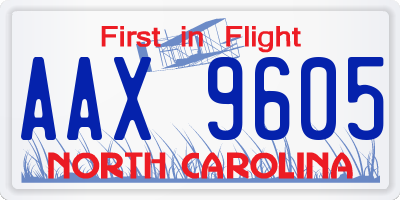 NC license plate AAX9605