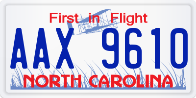 NC license plate AAX9610