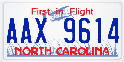 NC license plate AAX9614