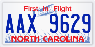 NC license plate AAX9629