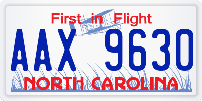 NC license plate AAX9630