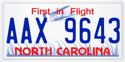 NC license plate AAX9643