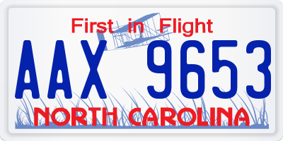 NC license plate AAX9653