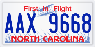 NC license plate AAX9668
