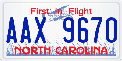 NC license plate AAX9670