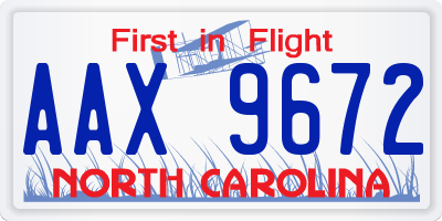 NC license plate AAX9672