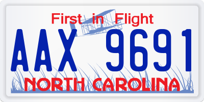 NC license plate AAX9691