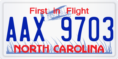 NC license plate AAX9703