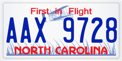NC license plate AAX9728