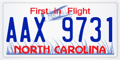 NC license plate AAX9731
