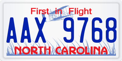 NC license plate AAX9768