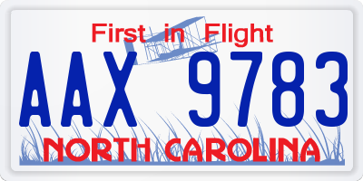 NC license plate AAX9783