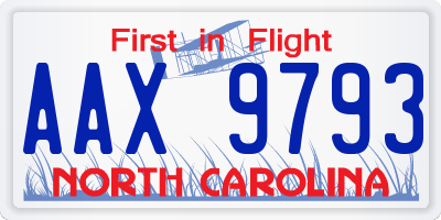 NC license plate AAX9793
