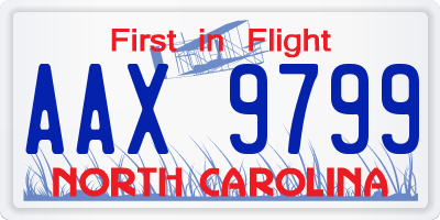 NC license plate AAX9799